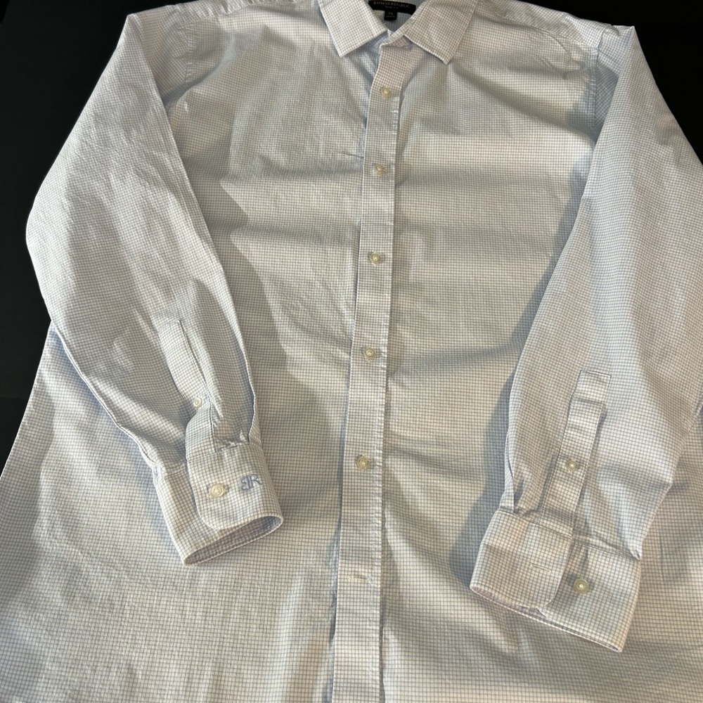 Banana Republic Men's Blue Checkered Dress Shirt Slim Fit XXL‎